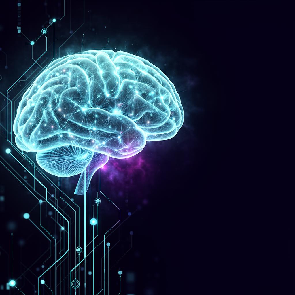 Cérebro humano integrado a circuitos de inteligência artificial.